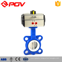 PTFE 1 inch wafer type butterfly valves with pneumatic actuator